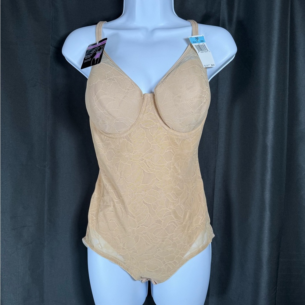 Hanes Lace Shapewear Bodysuit in Tan
